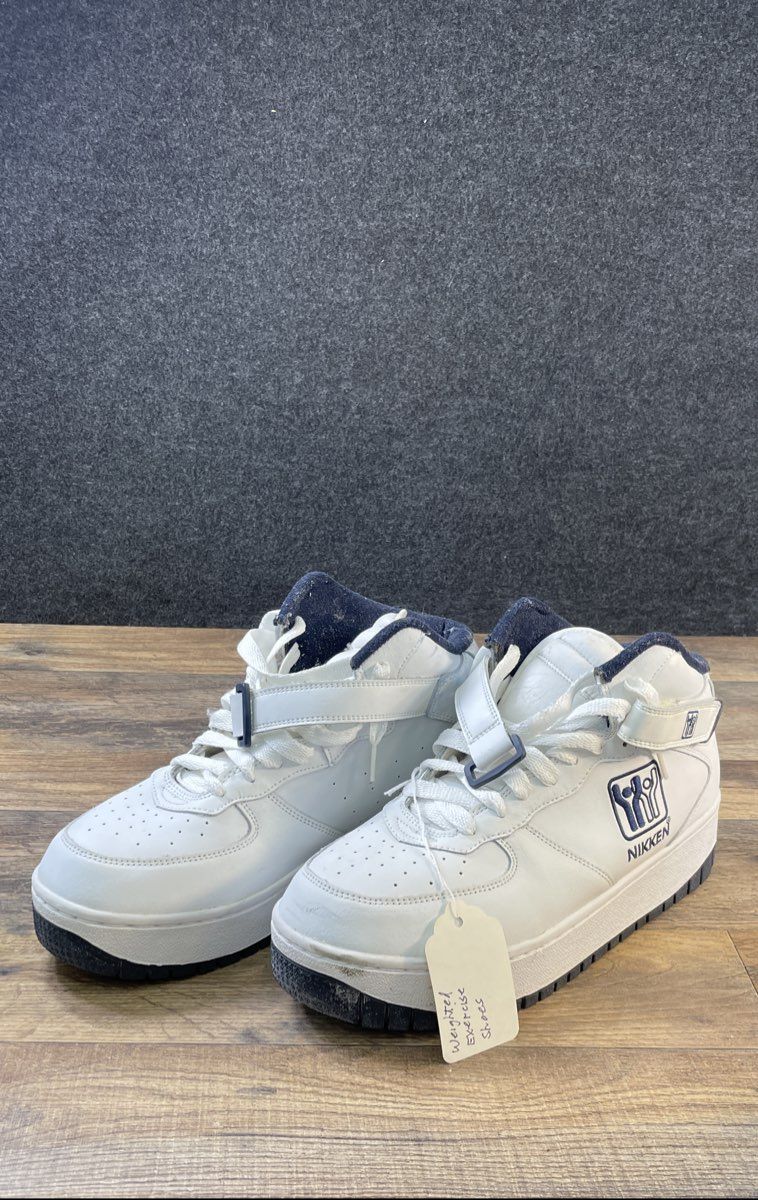 Nikken CardioStrides White Navy Weighted Exercise High Top Sneakers Size 9.5