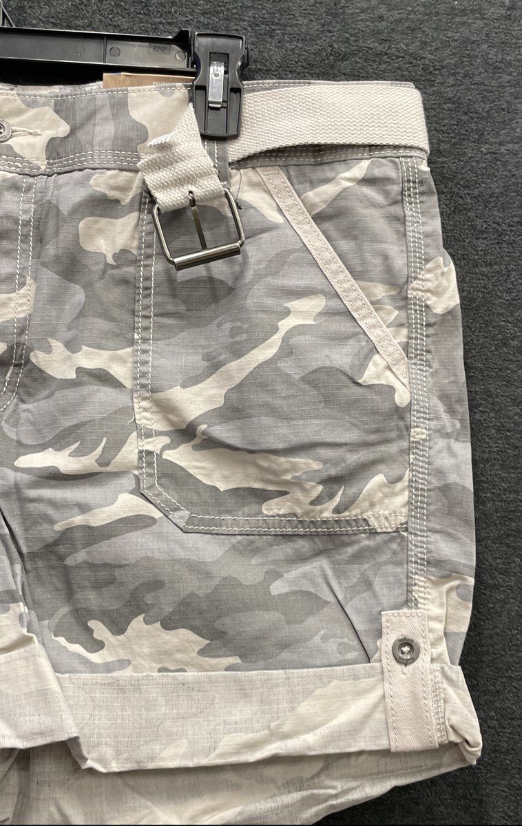Carhartt Women's Relaxed Fit Essential Cargo Shorts Grey Camo Belt Sz 16 NWT