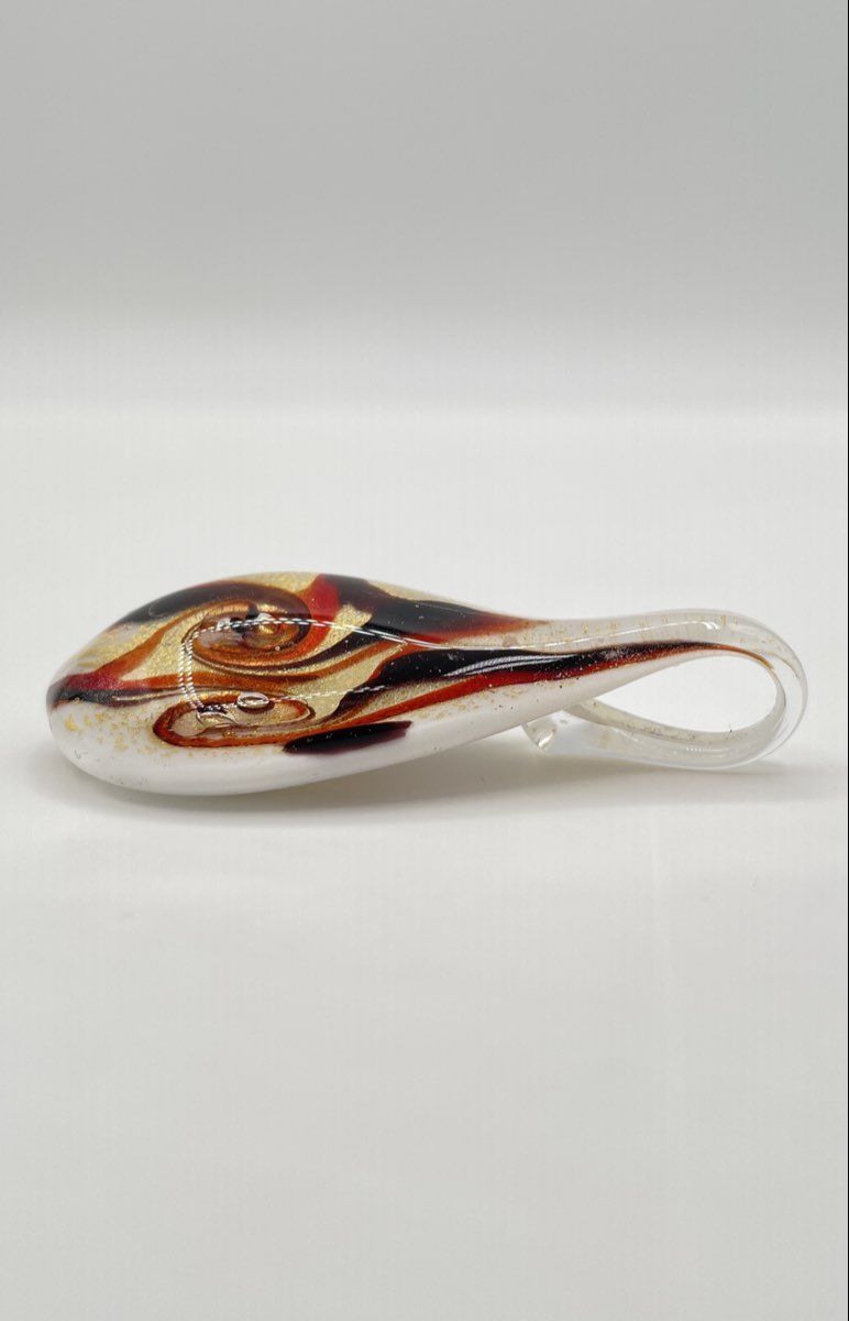 Murano Italy Lampwork Art Glass Teardrop Pendant 14.2g