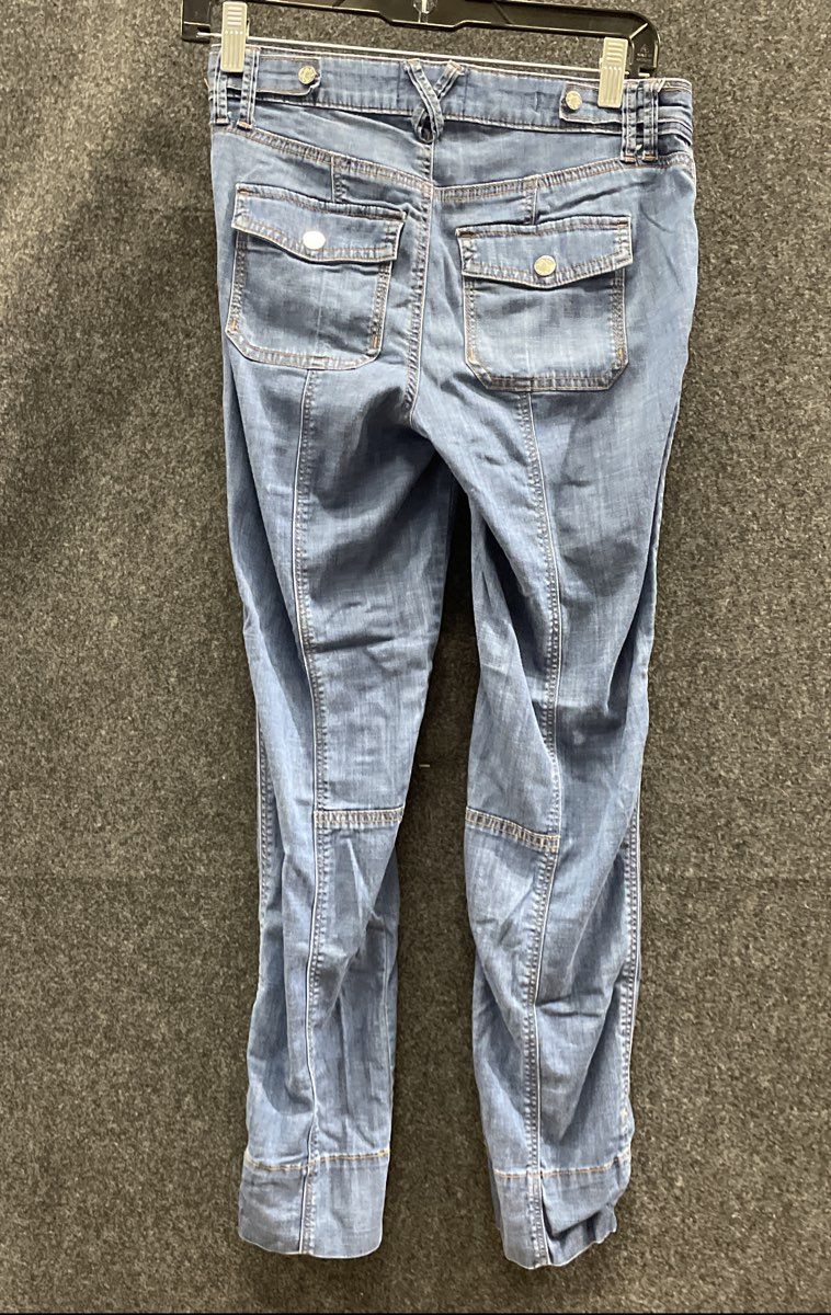 White House Black Market Women's Blue Tencel Blend Mid-Rise Cargo Jeans Sz 0