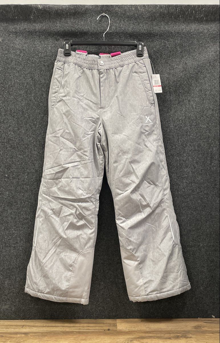 ZeroXposur Girls Gray Insulated Snow Pants Pink Suspenders Sz 14/16 NWT