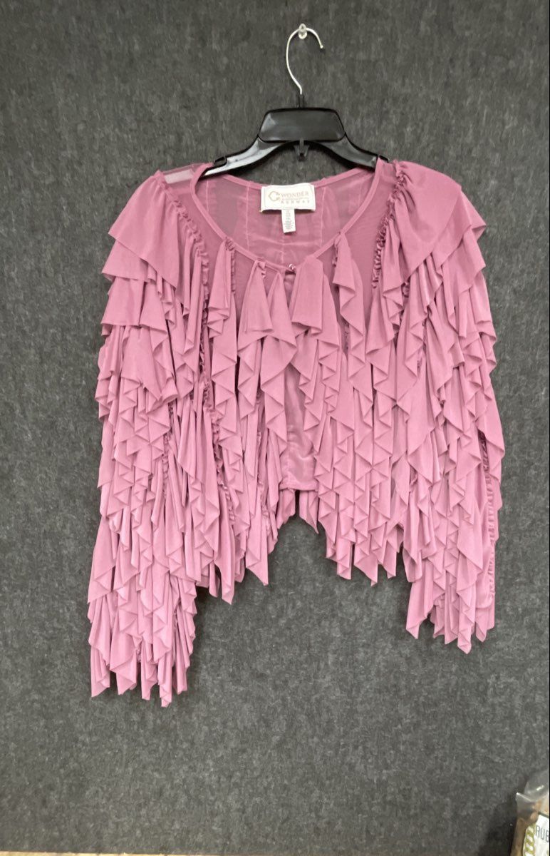 Wonder by Christian Siriano Women's Mauve Tiered Ruffle Mesh Shrug Top Sz 1X