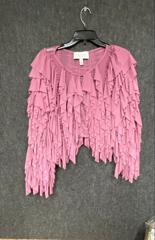 Wonder by Christian Siriano Women's Mauve Tiered Ruffle Mesh Shrug Top Sz 1X