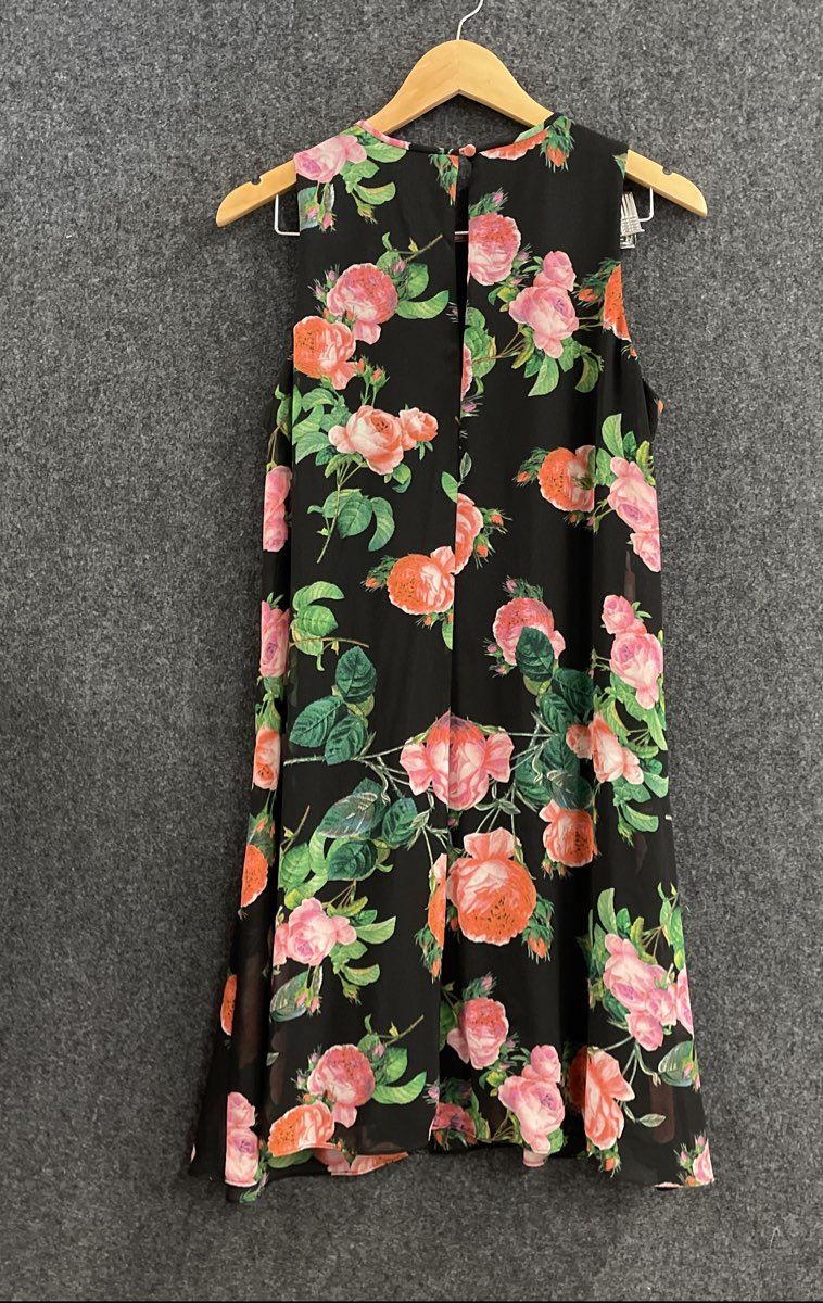 Calvin Klein Women's Black Floral Sleeveless Shift A-Line Dress Size 10