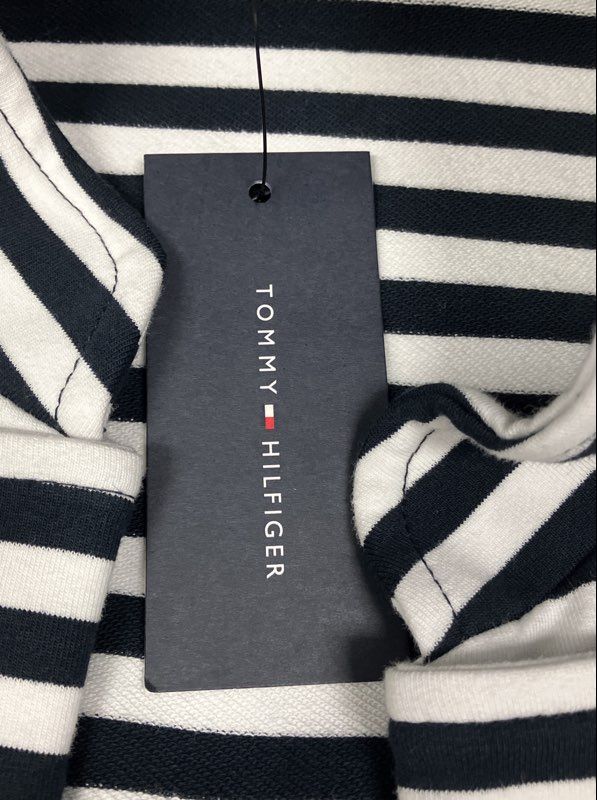 Tommy Hilfiger Women's Blazer Navy White Striped Cotton Crest Button Sz XL NWT
