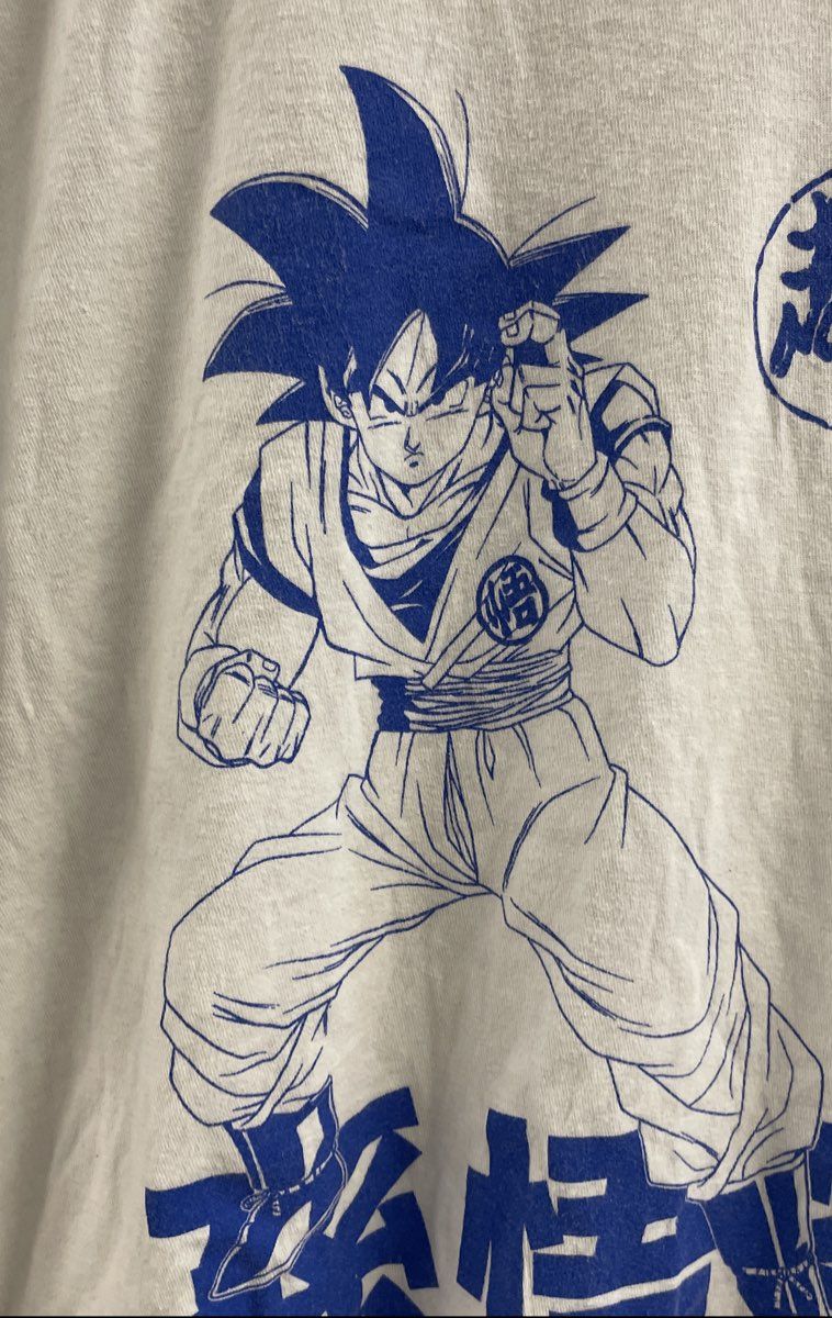 Dragon Ball Super Men's White Goku Graphic Kanji Blue T-Shirt Sz M
