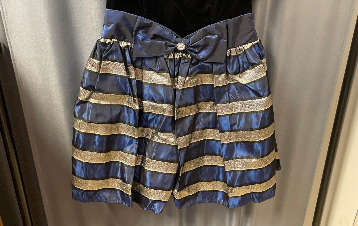 Vintage 80s Jessica McClintock Gunne Sax Women's Velvet Metallic Dress Sz 5/6