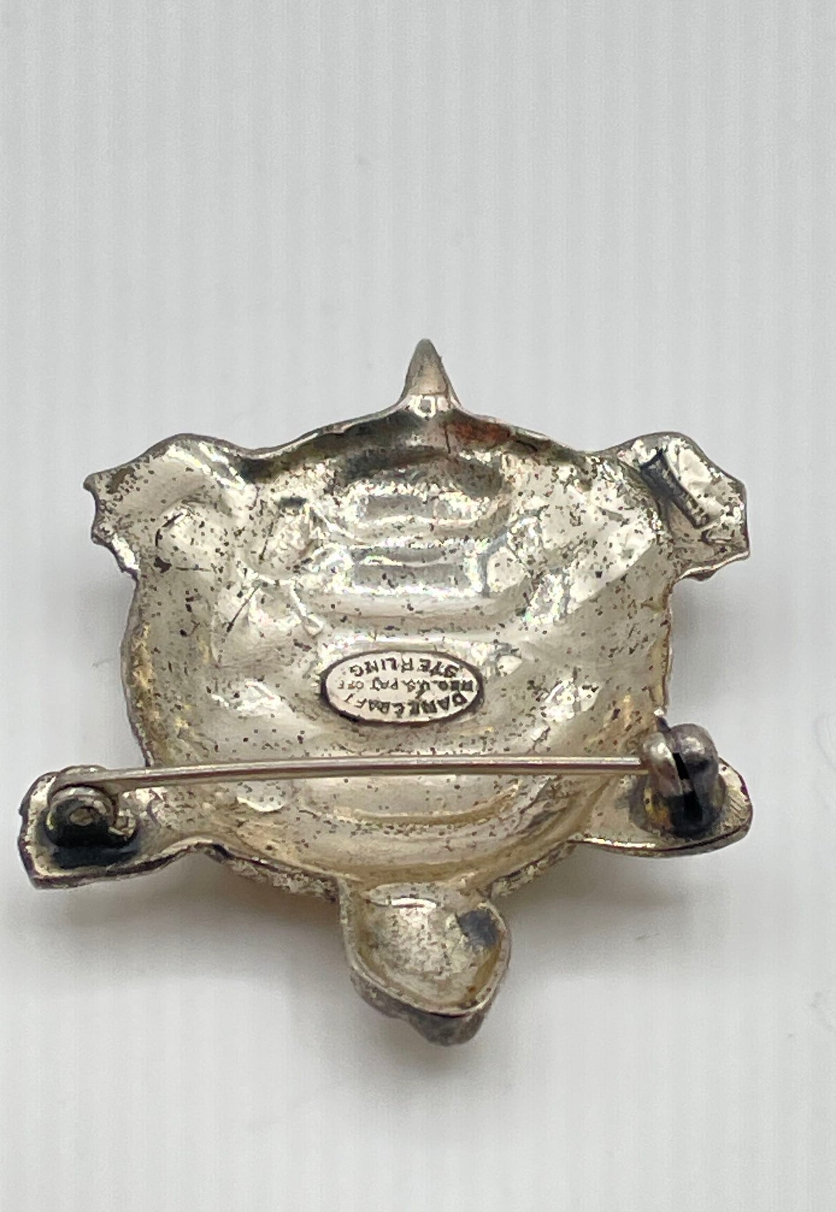 Danecraft 925 Sterling Silver Turtle Brooch Pin Mixed Metal Backing 12.8g
