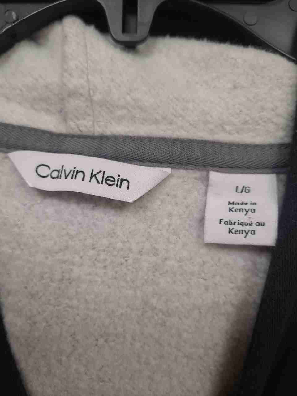 Calvin Klein Jeans Men's Gray Logo Fleece Pullover Hoodie Sweatshirt Sz L