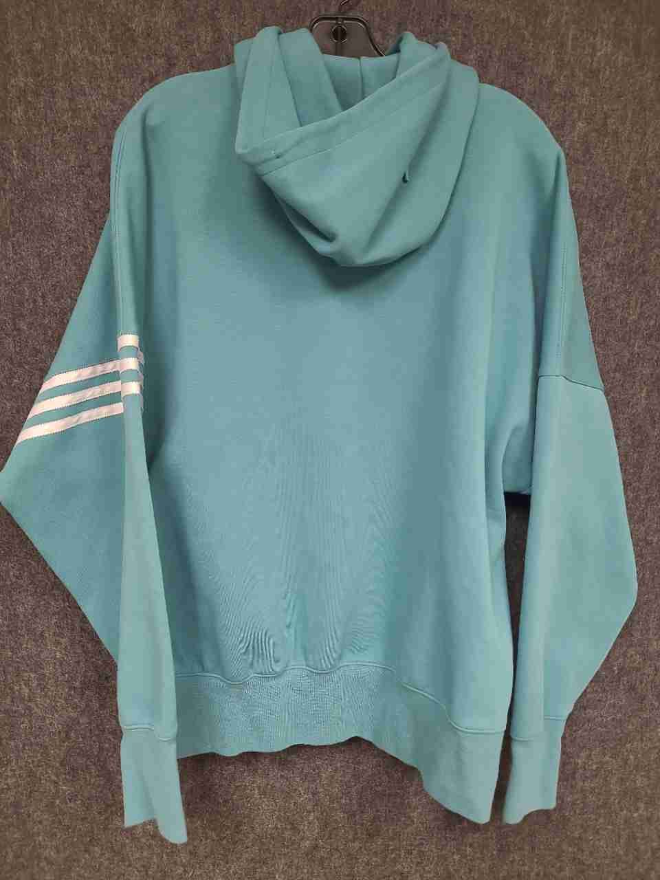 Adidas Originals Men's Teal Trefoil Logo Pullover Hoodie Sleeve Stripes Sz M