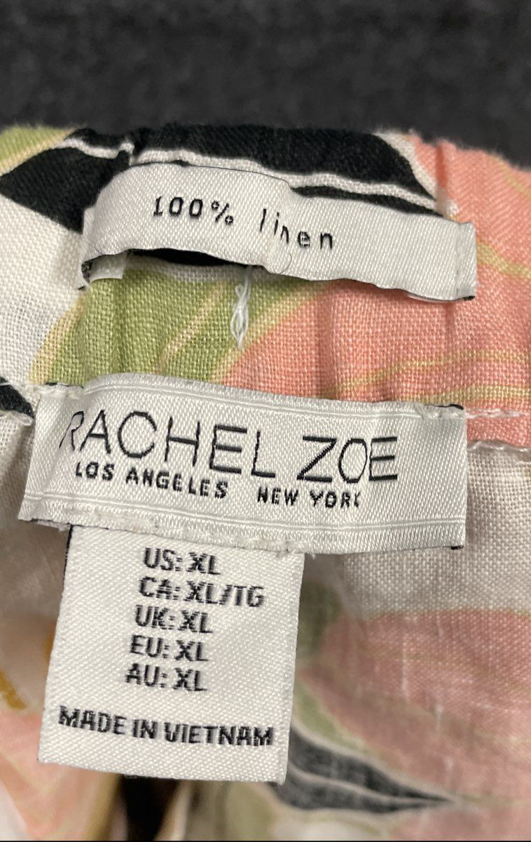 Rachel Zoe Women's Multicolor Floral 100% Linen Elastic Waist Shorts Sz XL