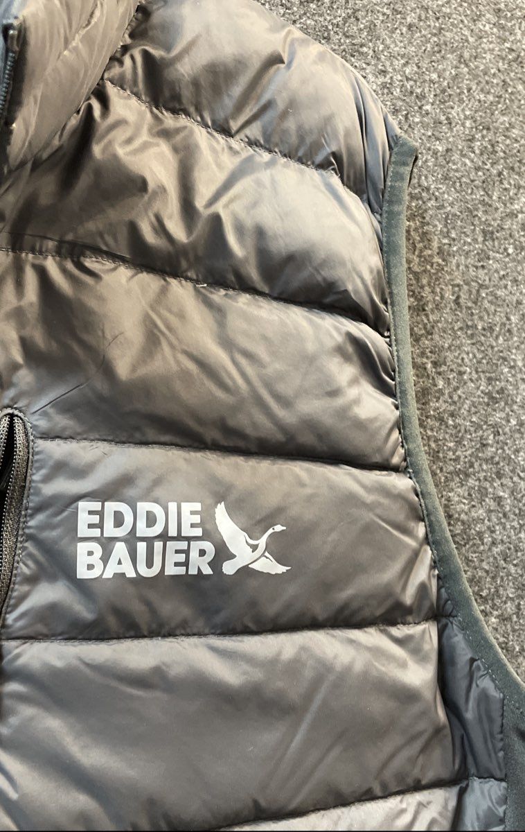 Eddie Bauer Men's Puffer Vest Gray 550 Down Insulated Size Medium