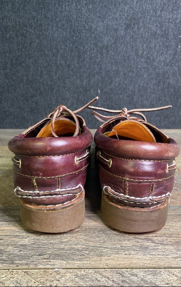 Timberland Authentic 3-Eye Lug Handsewn Boat Shoes Burgundy Leather Size 8.5