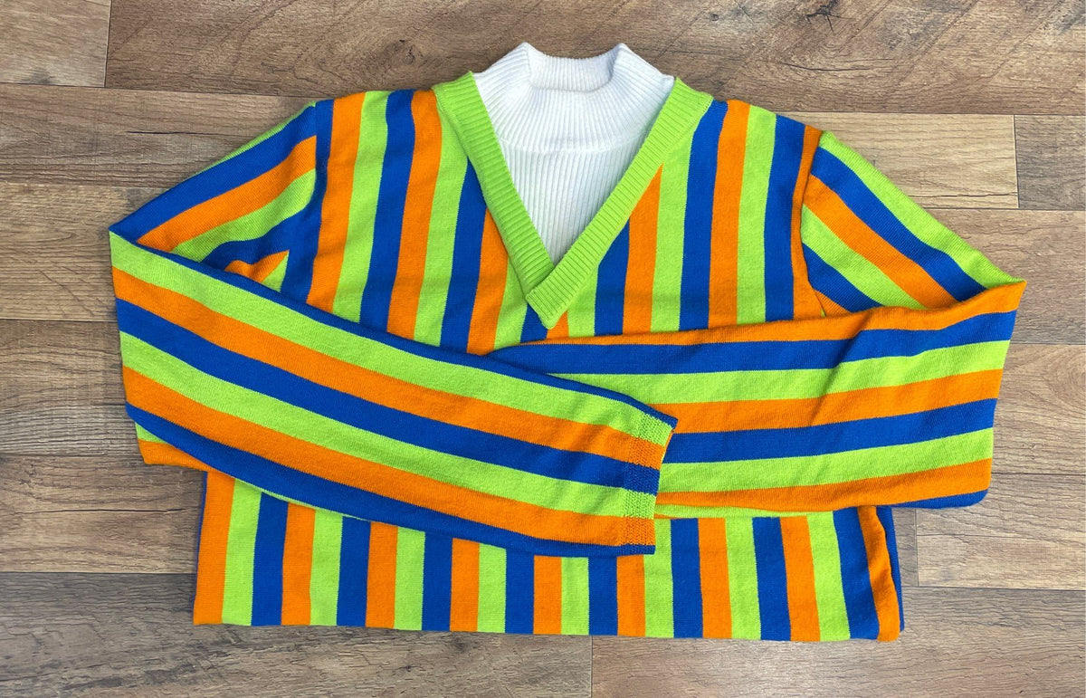 Sesame Street Unisex Bert Striped Cosplay Costume Sweater Size S