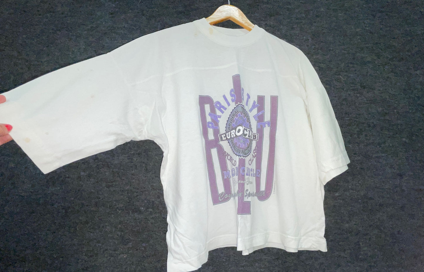 Vintage 90s Ademo Men's Euro Club White Graphic T-Shirt Made in USA Sz M