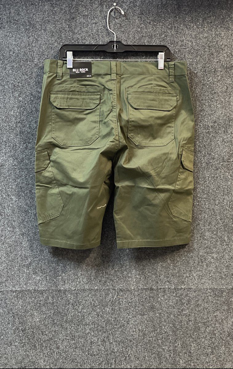 Blu Rock Men's Green Cargo Shorts Cotton Spandex Stretch Sz 34 NWT