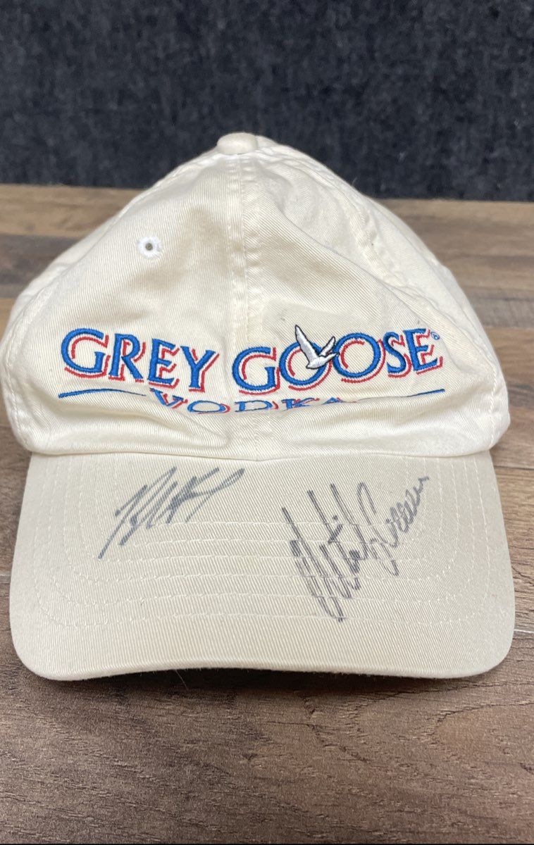 Grey Goose Vodka Signed Cream Embroidered Strapback Hat Cap Adjustable