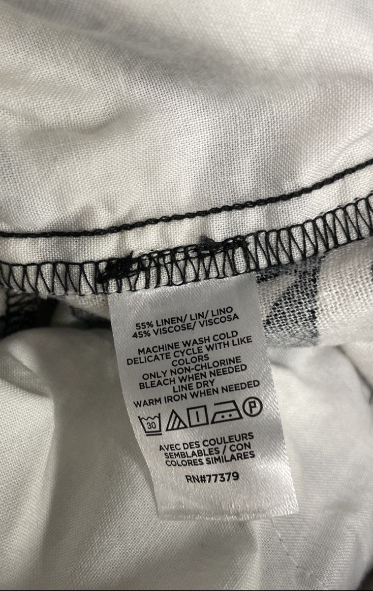Ann Taylor Factory Women's Black White Zebra Print Linen Blend Pants Size L