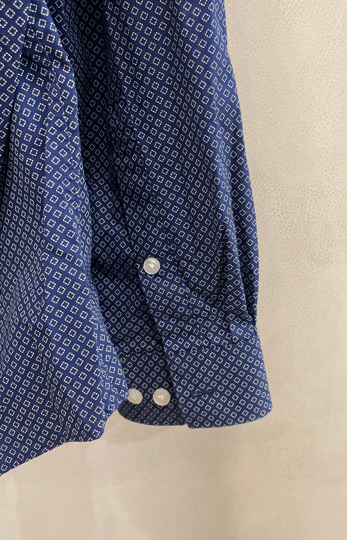 Michael Kors Men's Blue Geometric Slim Fit Untucked Button Down Shirt Sz XL