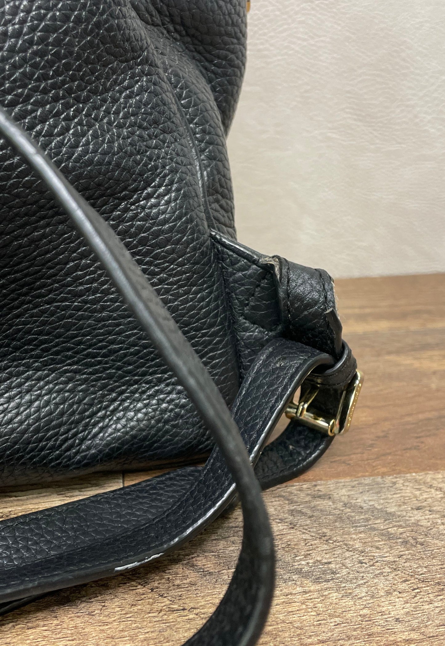 Michael Kors Black Pebbled Leather Studded Backpack Gold Hardware
