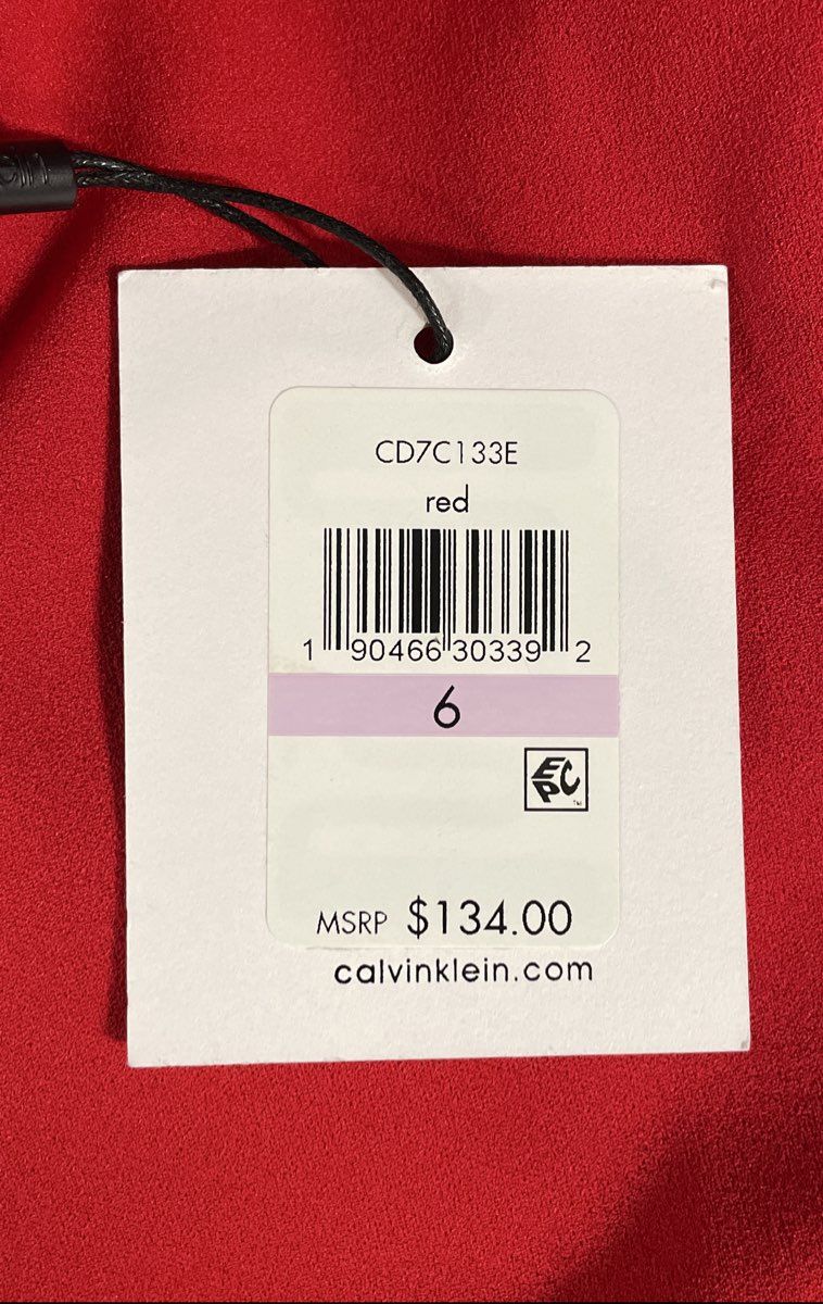 Calvin Klein Women's Red Flared Bell Sleeve Sheath Dress Back Zip NWT Sz 6