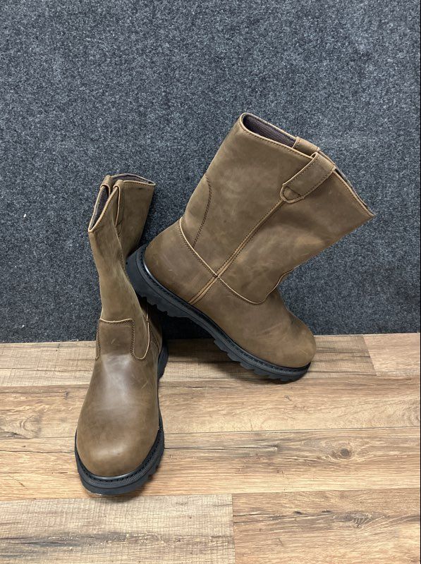 Outbound Brown Steel Toe Wellington Pull On Work Boots Men's Size 10.5W