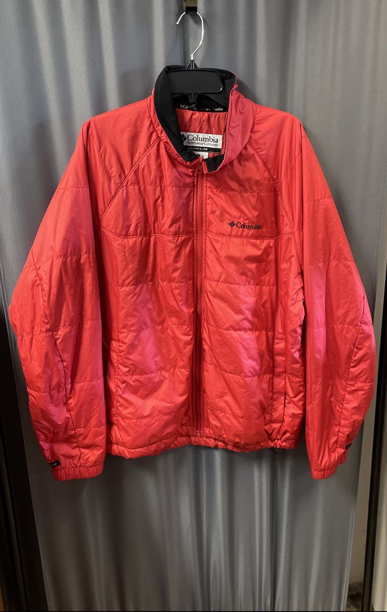 Columbia Men's Red Interchange Quilted Puffer Jacket Full Zip Insulated Sz XL