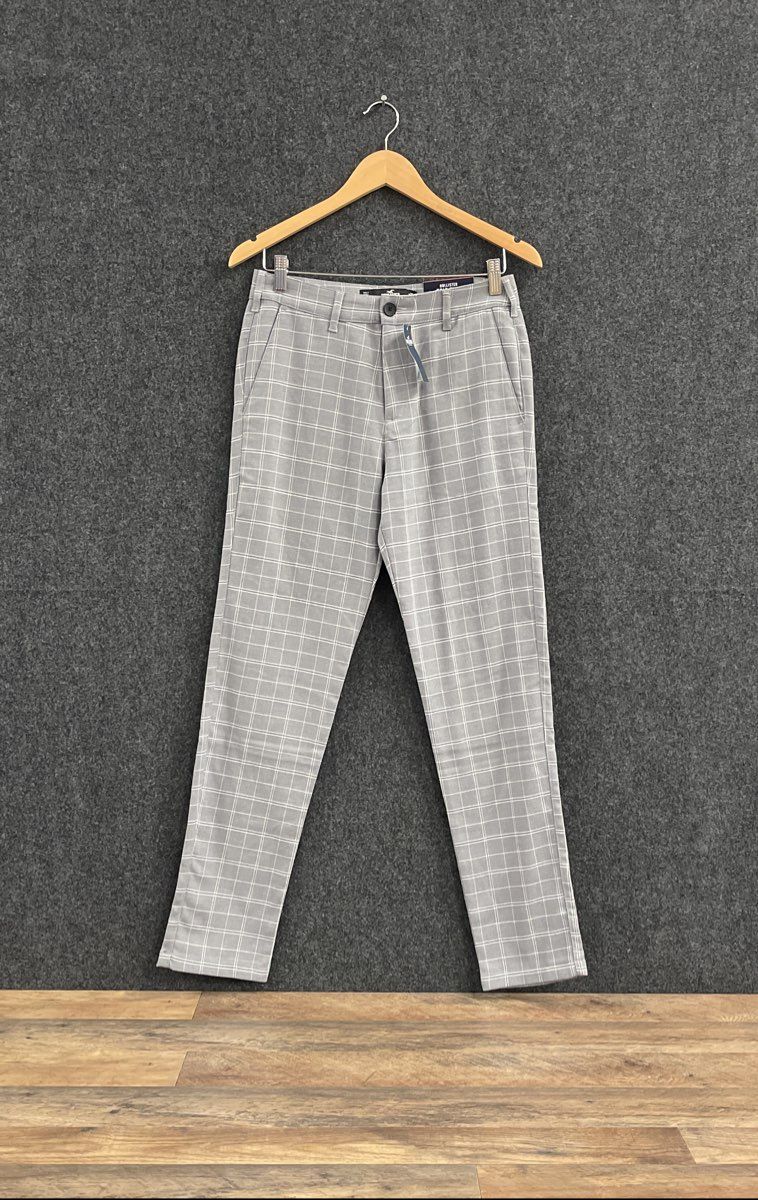Hollister Men's Gray Epic Flex Skinny Chinos Windowpane Plaid Pants NWT Sz 29x32