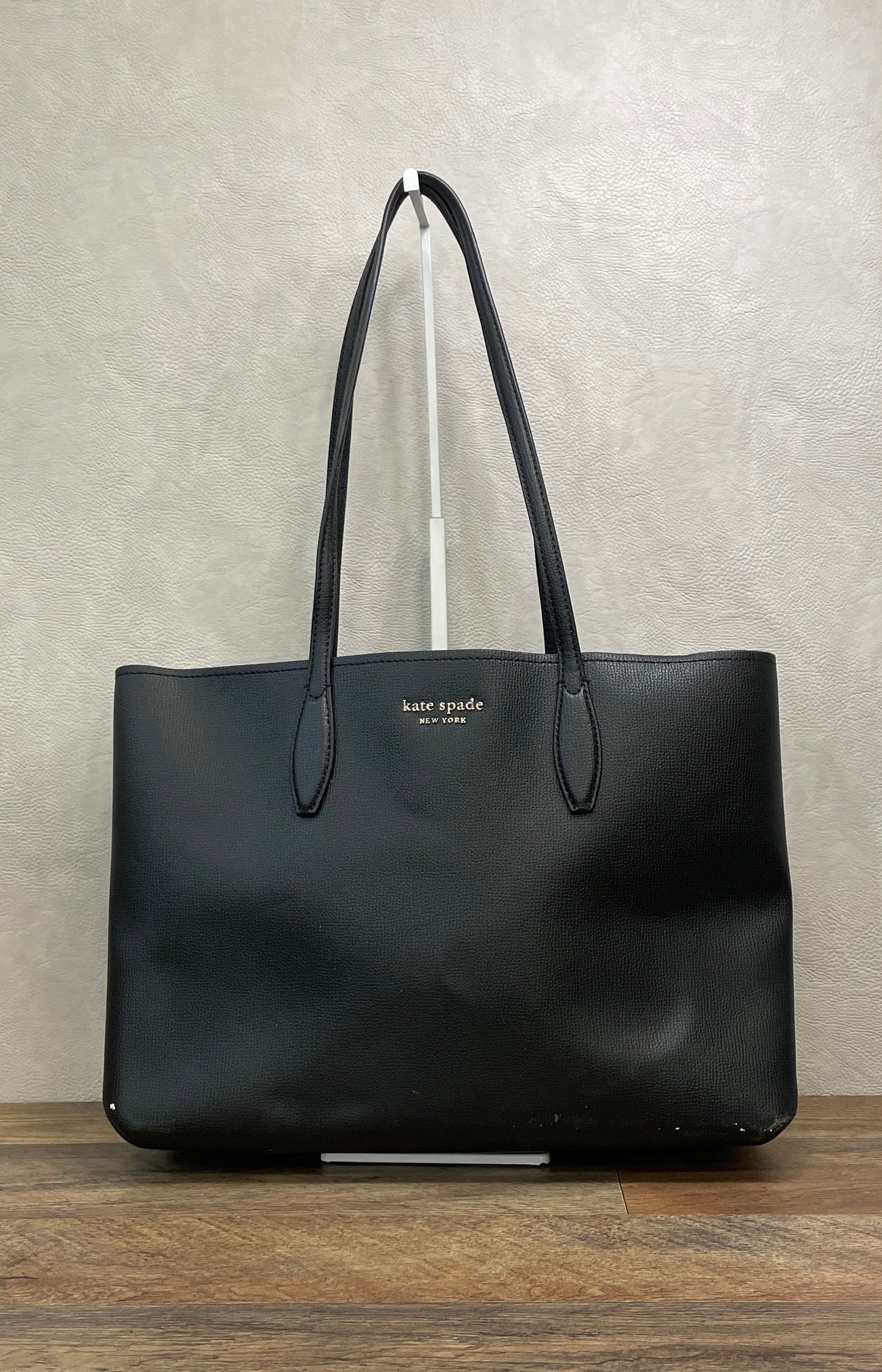 Kate Spade Black Leather Large Tote Bag Gold Hardware