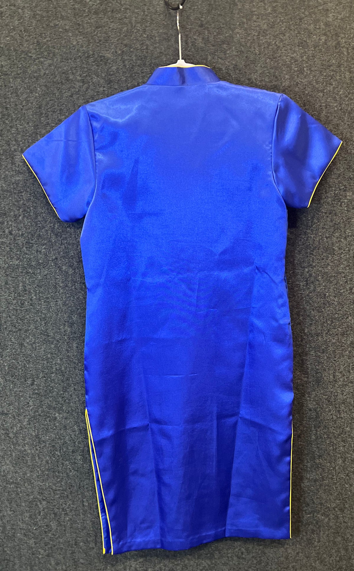 Cangri Women's Blue Satin Floral Embroidered Cheongsam Qipao Dress Sz XL
