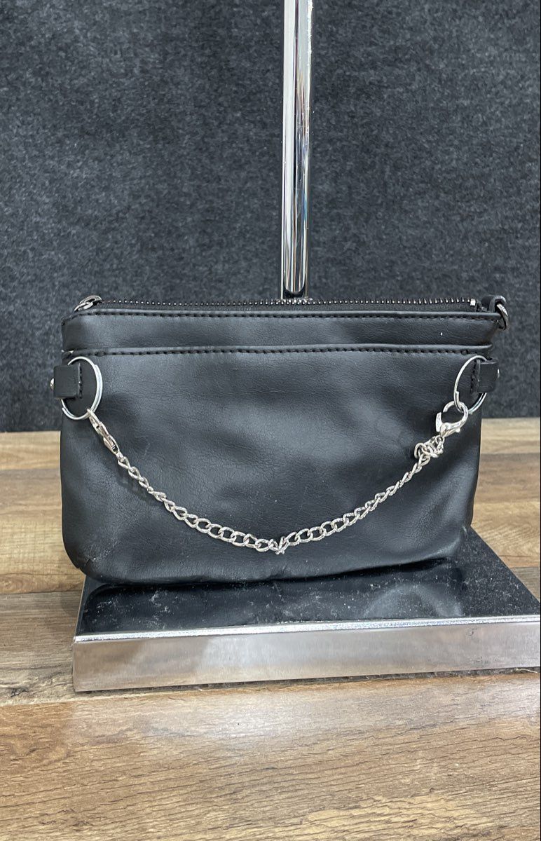 Simply Vera Vera Wang Black Leather Mini Bag Clutch Silver Hardware