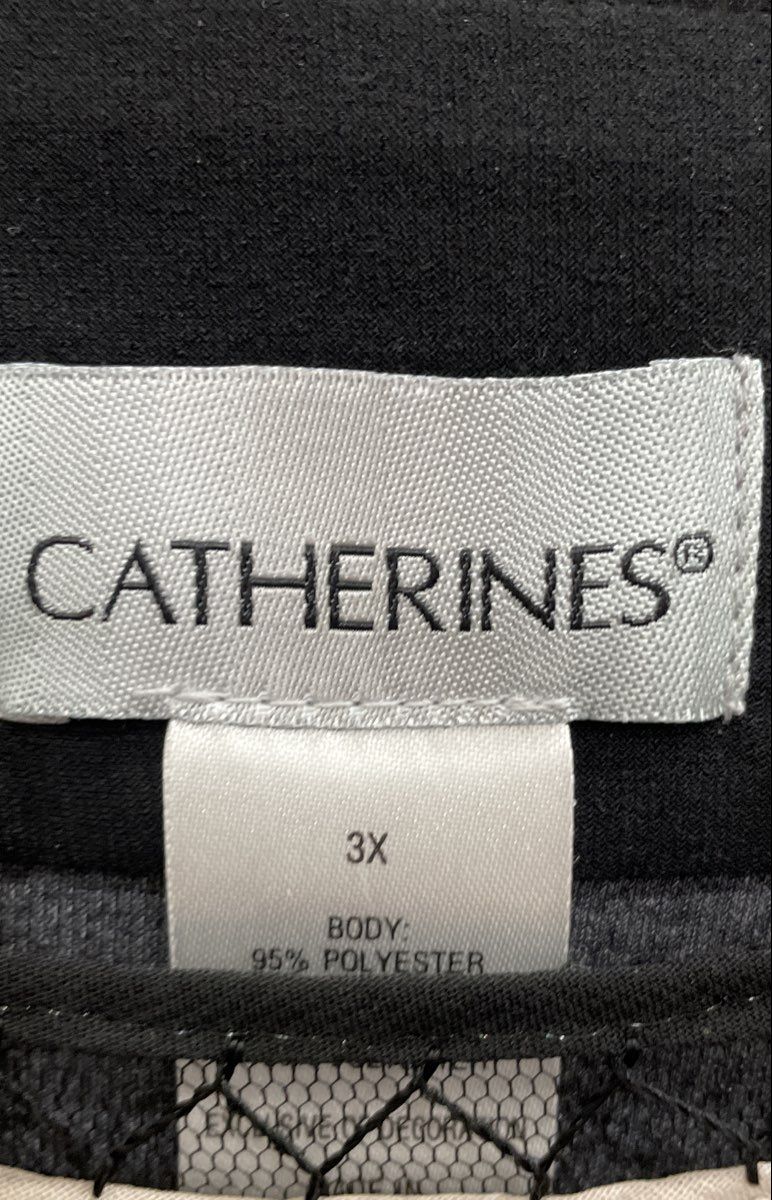 Catherines Women's Black Floral Dress Embellished Neckline Sleeveless NWT Sz 3X