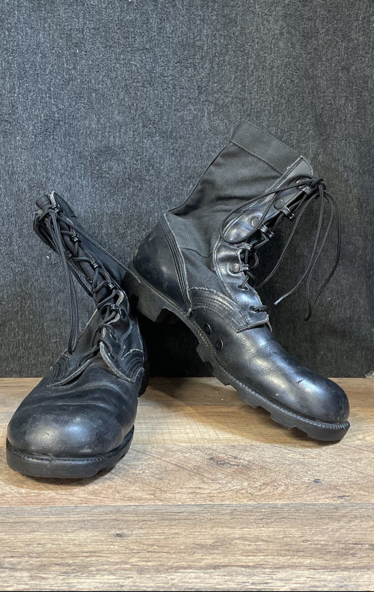 Vintage Ro-Search Black Canvas Leather Jungle Combat Boots Size 8.5R