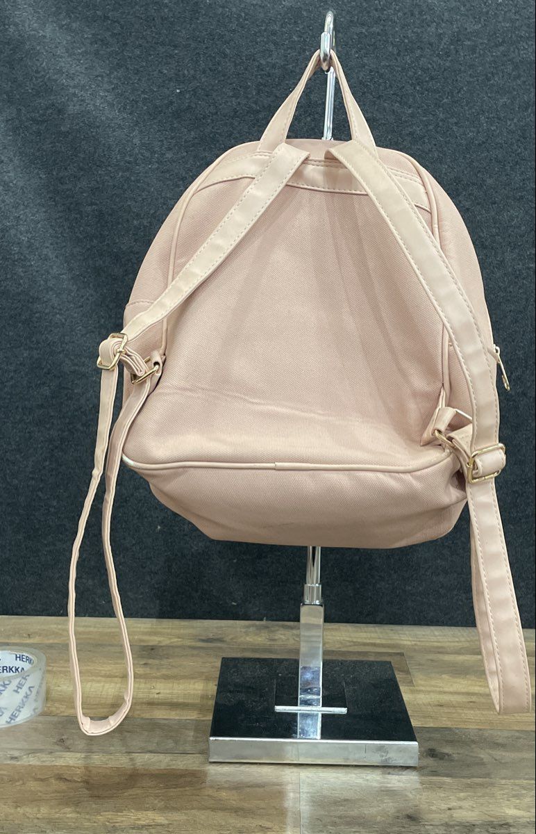 Jolene Couture Pink Vinyl Fashion Backpack Bee Faux Pearl Gold Hardware
