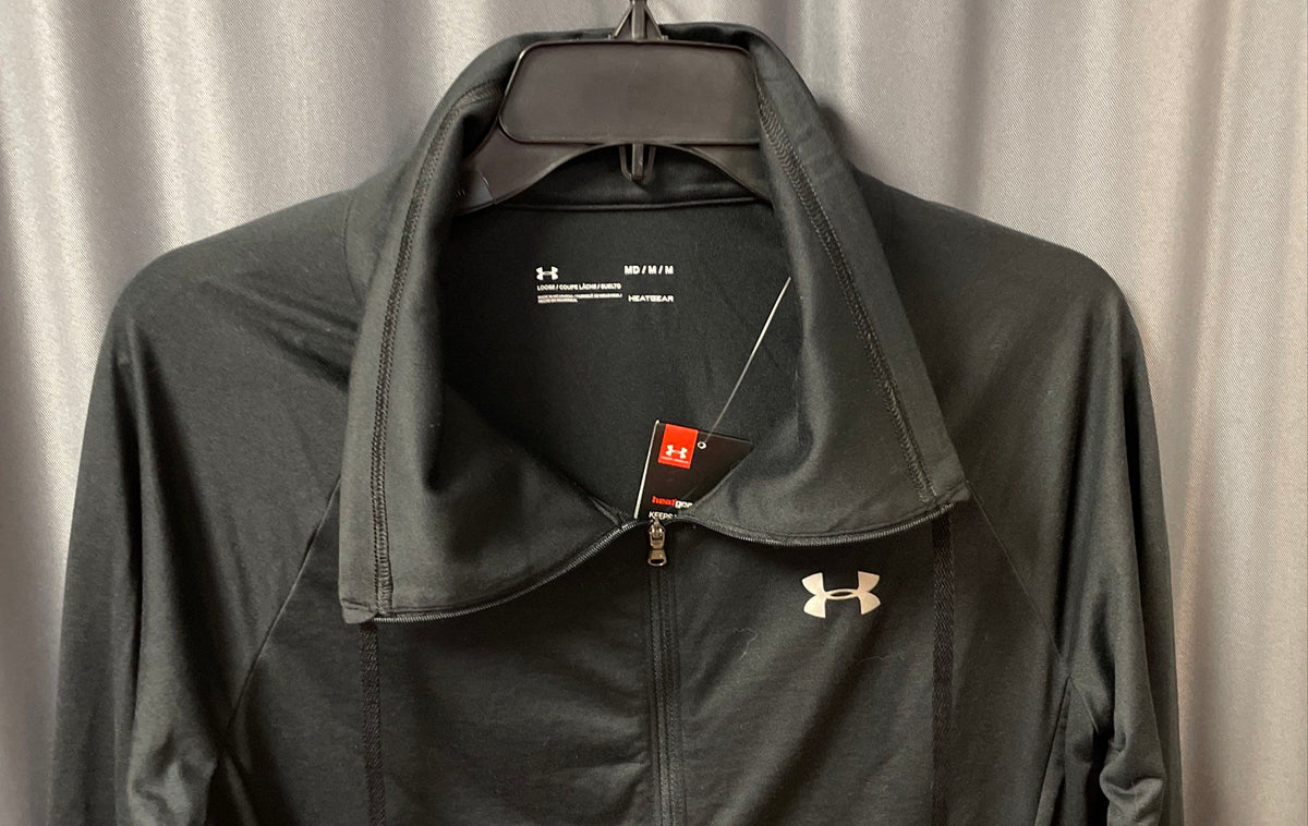 Under Armour Women's Black Full Zip HeatGear Mock Neck Work Out Jacket Sz M NWT