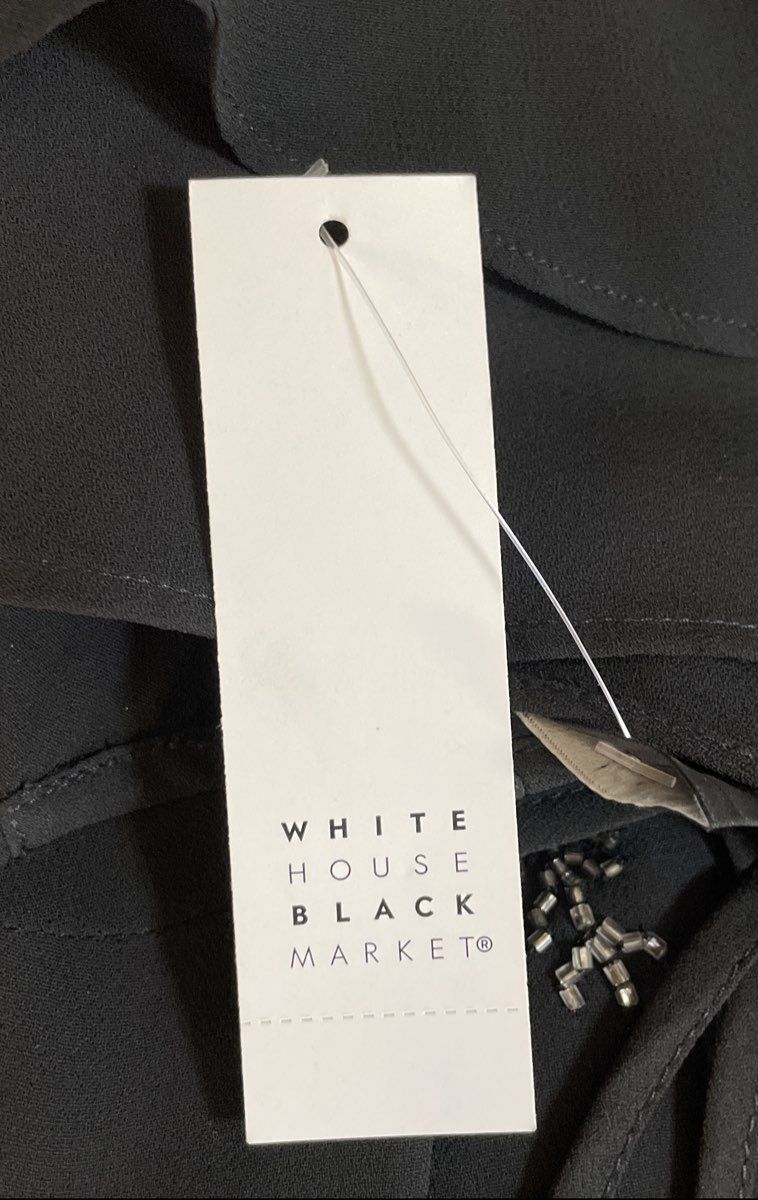 White House Black Market Women's Black Silver Beaded Halter Blouse Sz 0 NWT