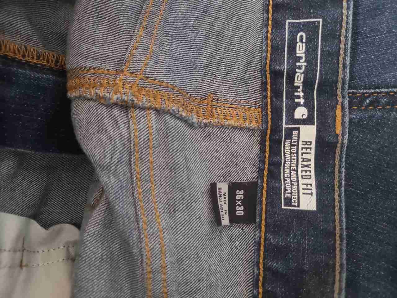 Carhartt Men's Dark Wash Blue Relaxed Fit Straight Leg Jeans Size 36x30