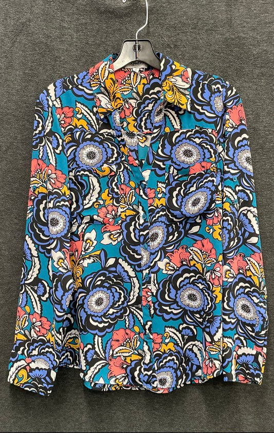 Express Women's The Portofino Shirt Multicolor Floral Slim Fit Blouse Sz M