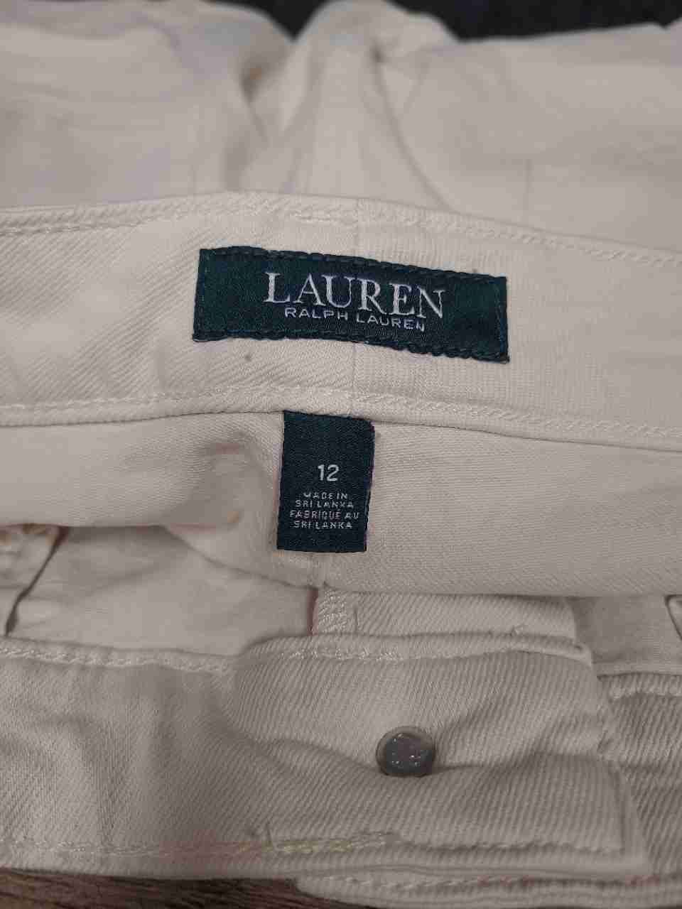 Lauren Ralph Lauren Women's Beige Slim Straight High Rise Jeans Size 12