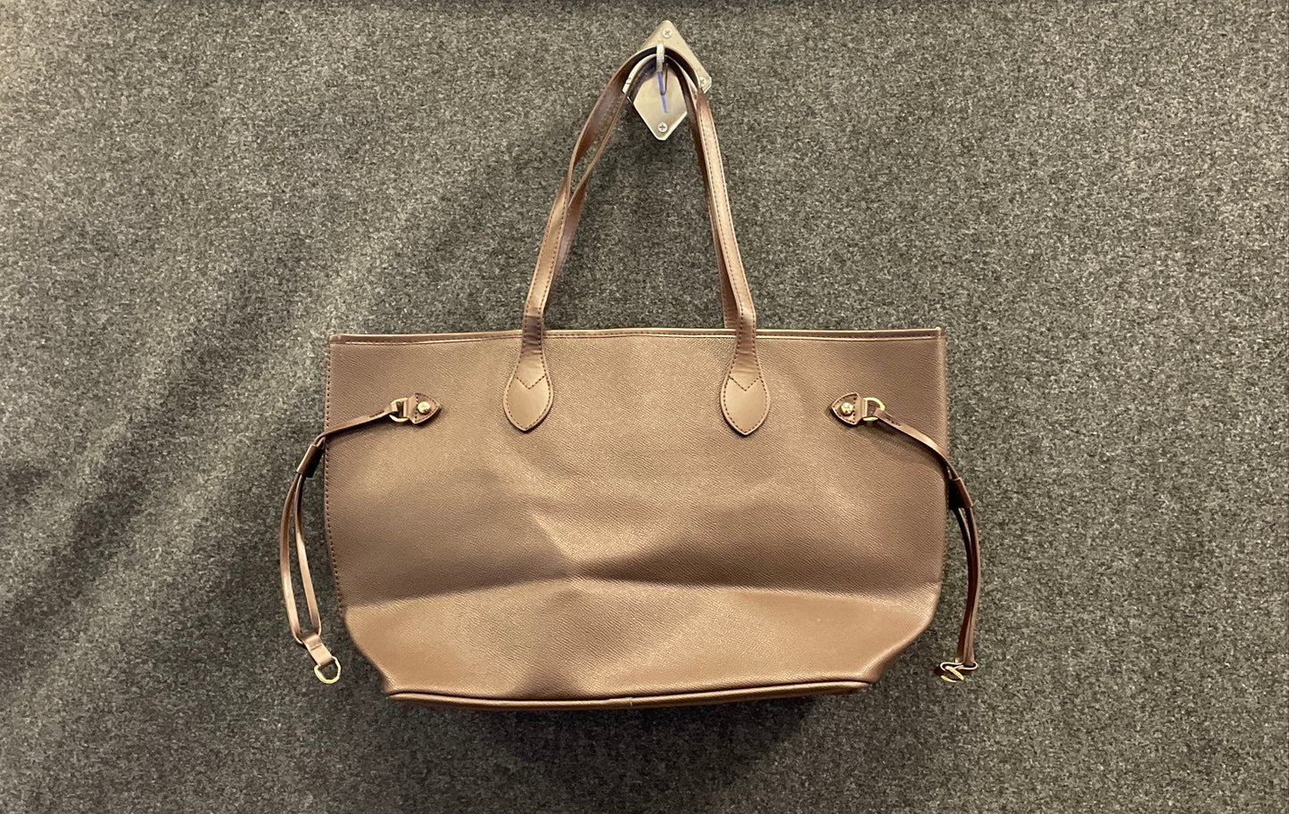 Daisy Rose Brown Crossgrain Leather Tote Bag Red Interior Gold Hardware