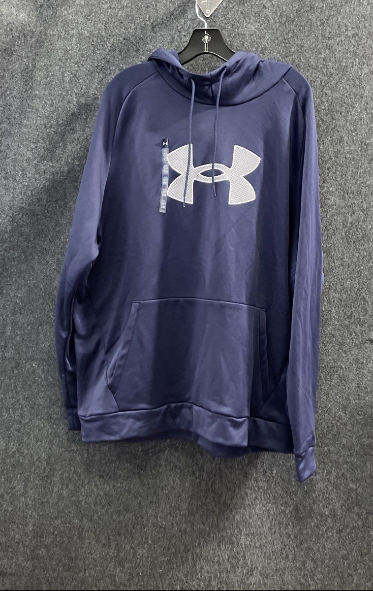Under Armour Men's Armour Fleece Big Logo Hoodie Navy Blue Sz 2XL NWT