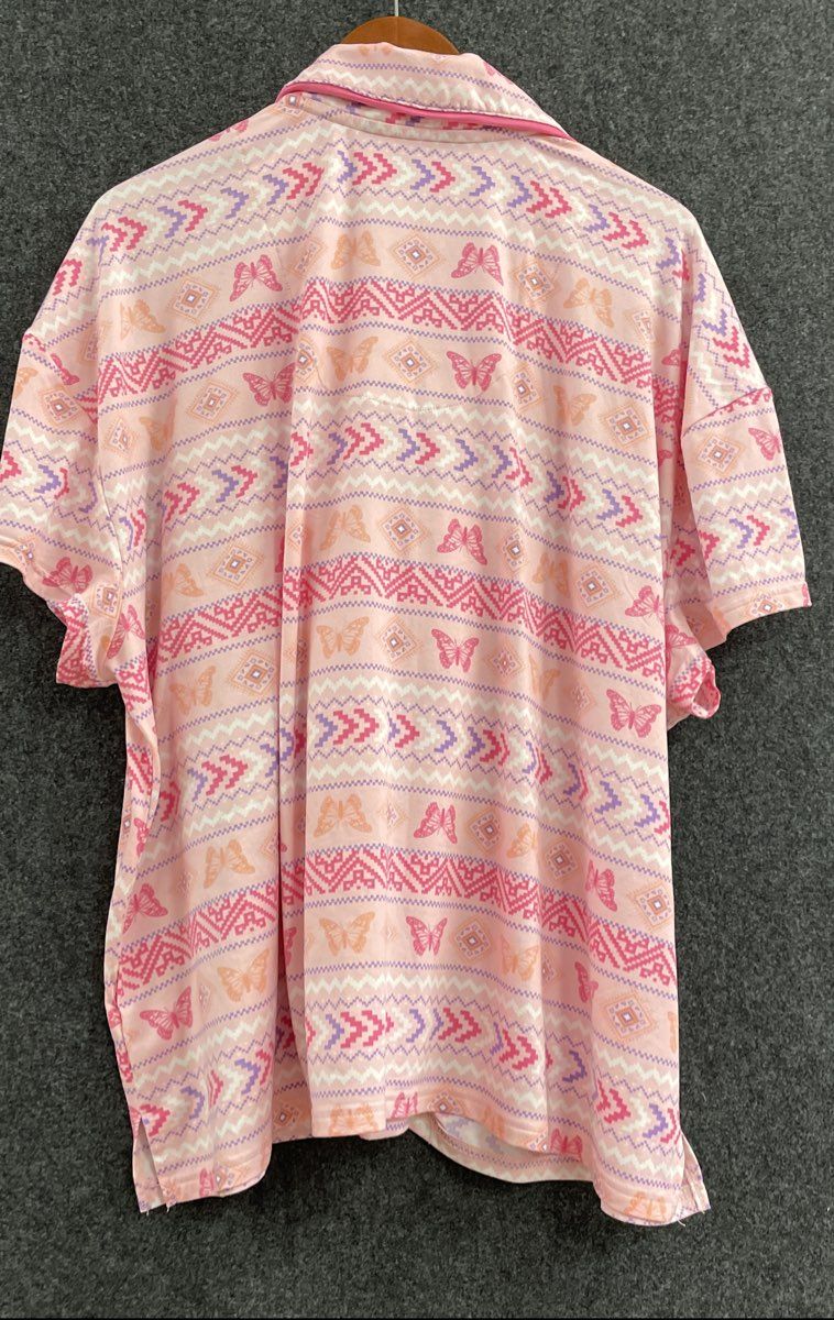Muk Luks Women's Pajama Set Pink Butterfly Geometric Fair Isle 2 Piece Sz 2X