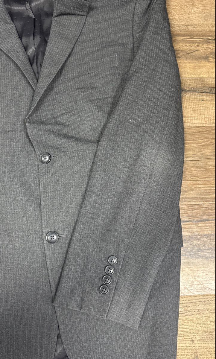 Perry Ellis Men's Gray Textured 2-Button Suit Jacket Blazer Single Vent Sz 42
