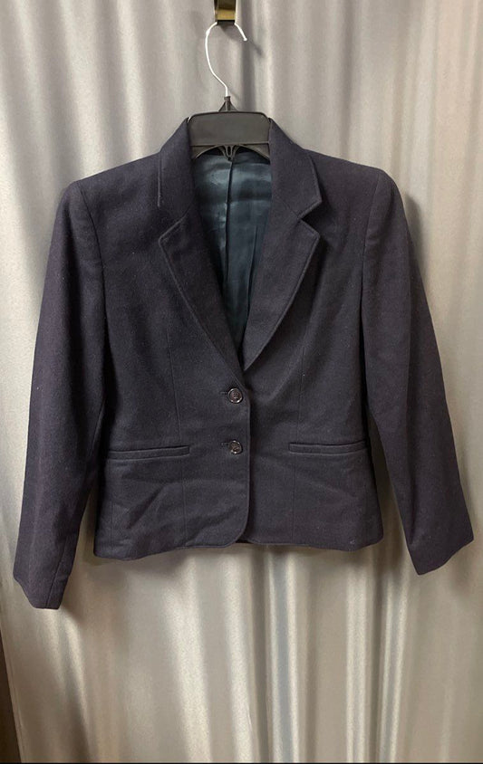 Vintage 90s Cross Country Women's Navy Blue 100% Wool Blazer Jacket Petite 4