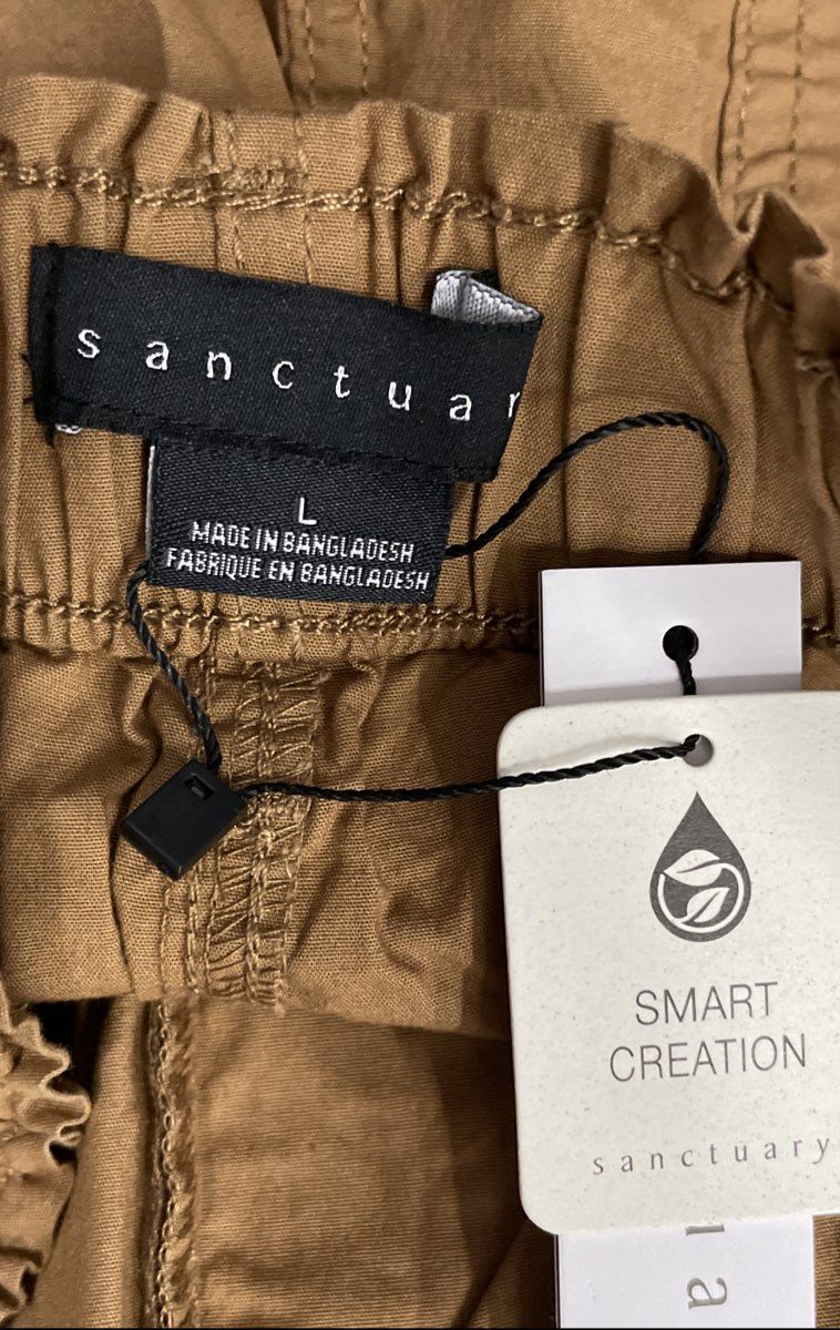 Sanctuary Women's Getaway Shorts Camel Tan Cotton Stretch Elastic Waist NWT Sz L