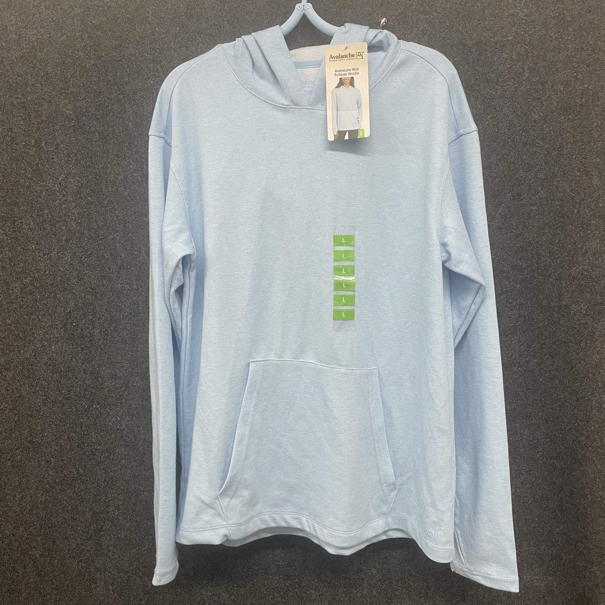 Avalanche Women's Light Blue Knit Pullover Hoodie Thumbholes NWT Size L