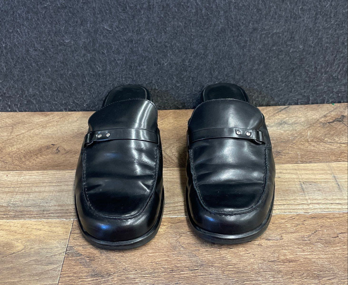 Etienne Aigner Ruthie Black Leather Loafer Mules Women's Size 6.5