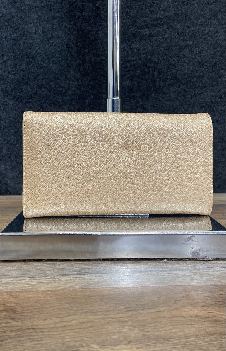 Damsel In Defense Cream Leather Trifold Wallet Black Hardware 13x10