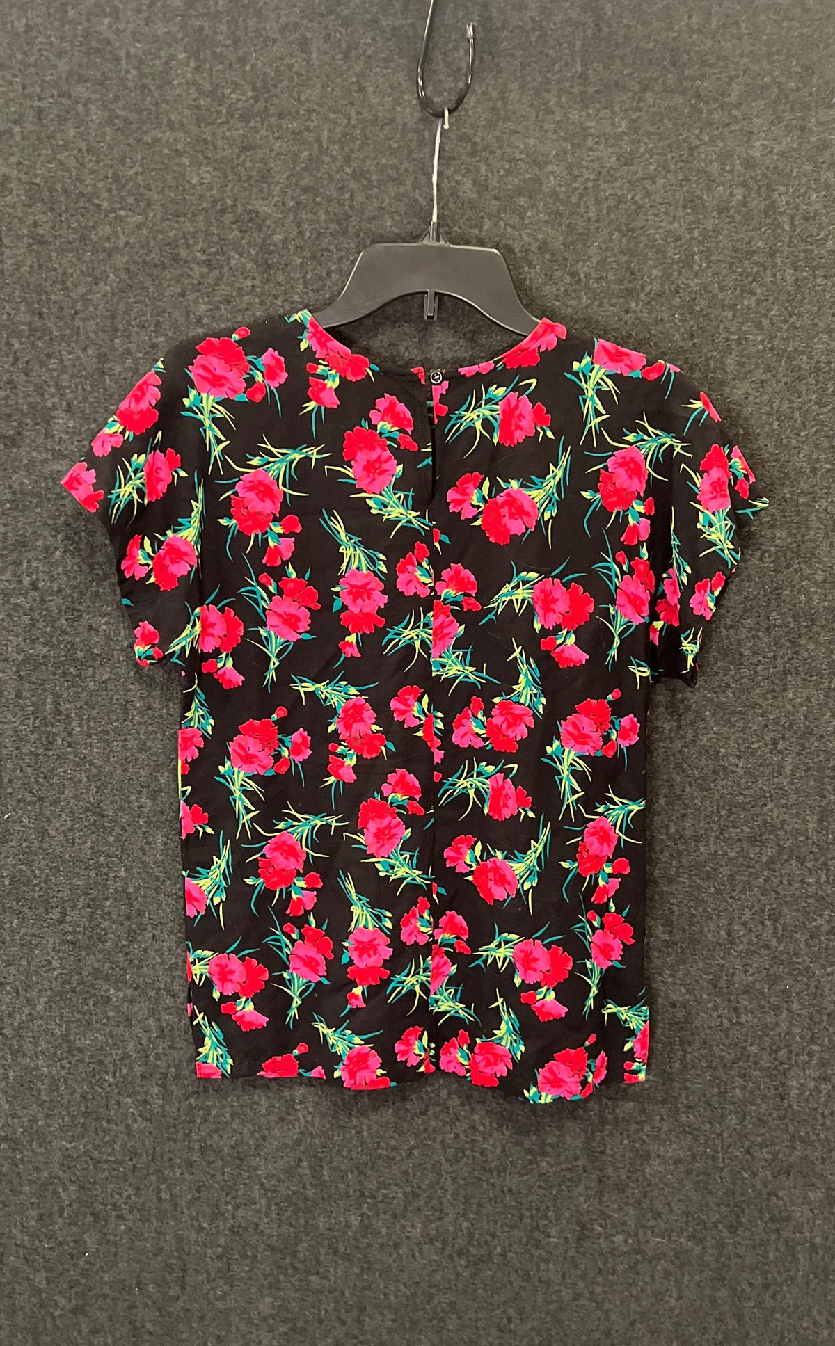 Vintage 90s Norton McNaughton Women's Black Pink Floral Blouse Sz 10