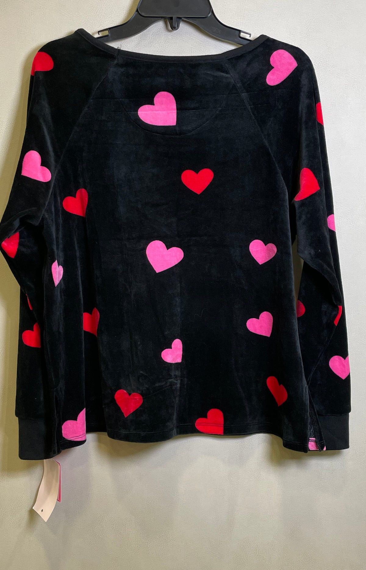 Kate Spade Women's Black Heart Print Velour Pajama Top NWT Size L